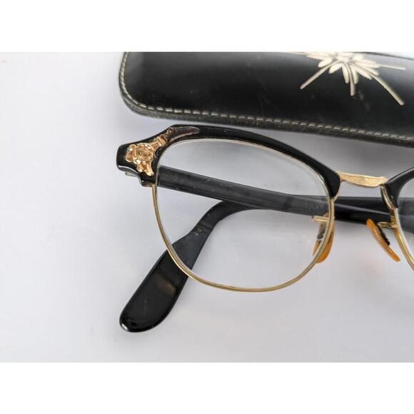 Vintage Cat Eye Bausch & Lomb Eyeglasses Black B&L Gold Filled Granny Bifocals - Picture 6 of 16